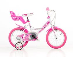 Detský bicykel, ružová potlač 16"