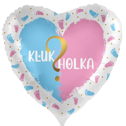 Balónik fóliový srdce "Kluk nebo holka?" 43 cm