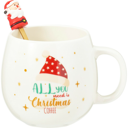 Vianočný porcelánový hrnček s lyžičkou Santa 550ml
