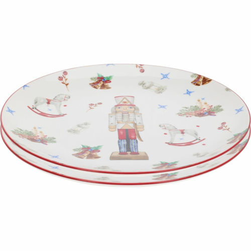 Súprava 2 porcelánových plytkých tanierov Luskáčik 27 cm