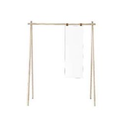 Vešiak z borovicového dreva so zrkadlom Karup Design Hongi Natural