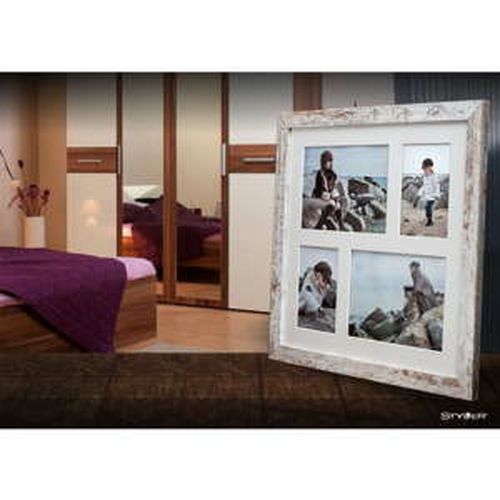 Sivo-biely rámček na 4 fotografie Styler Narvik Shabby, 39 × 39 cm