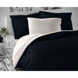 Saténové obliečky LUXURY COLLECTION Barva: biela/tmavo modrá, Velikost: dvojlôžko 220x200 + 2x 70x90cm