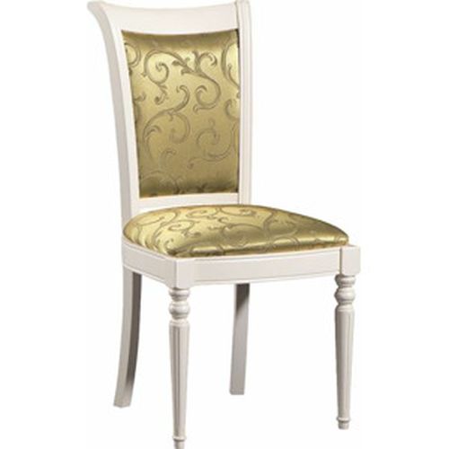 Krzeslo M jedálenská stolička biela / zlato-zelený vzor (A4 0304)