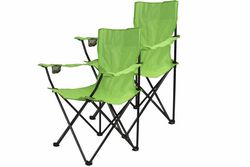 Kempingová sada - 2 x skladacia stolička s držiakom - sv.zelená