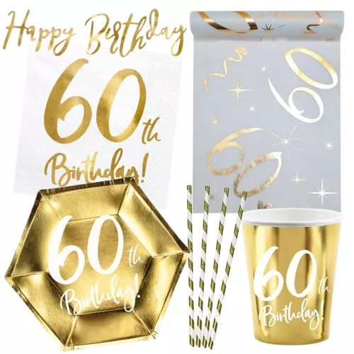 Párty set - narodeninový "60" zlatý pre 6 osôb