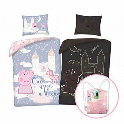 Herding Detské bavlnené obliečky Peppa Pig svietiace, 140 x 200 cm, 70 x 90 cm + darček zadarmo