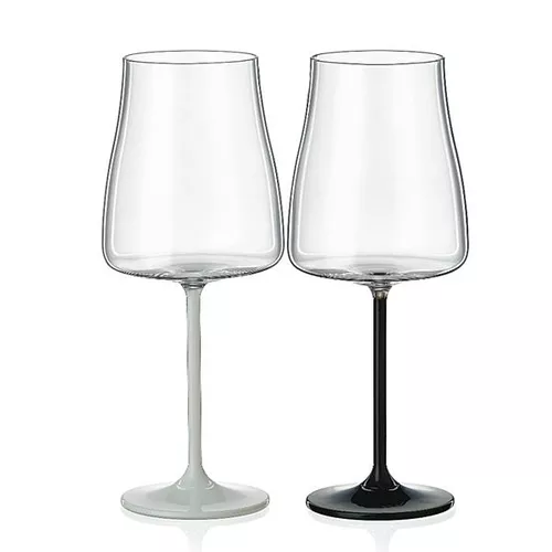 Crystalex Pohár Black White stems 400 ml 2 ks