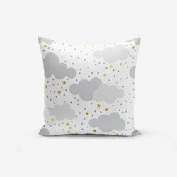 Obliečka na vankúš s prímesou bavlny Minimalist Cushion Covers Grey Clouds With Points Stars, 45 × 45 cm
