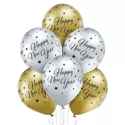 Balóniky latexové Happy New Year lesklé 6 ks