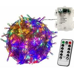 Vianočná reťaz 5m - farebná 50 LED na BATÉRIE + ovládač