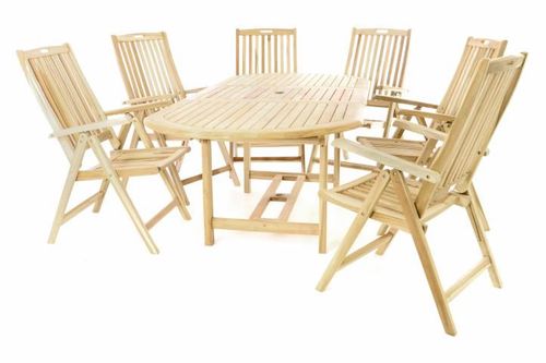 Záhradný drevený set z teakového dreva - 6 stoličiek, stôl
