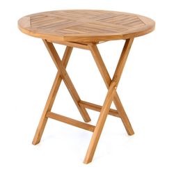 DIVERO guľatý záhradný stolík z teakového dreva, Ø 80 cm