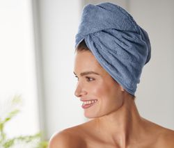 Obzvlášť sajúci uterákový turban, modrý