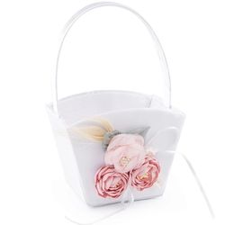 Košíček pre družičky s kvetmi biely