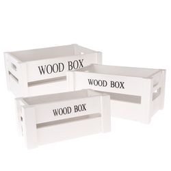 Sada drevených debničiek Wood Box, 3 ks, biela
