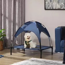 Skladací pelech pre psa so strieškou, modrý