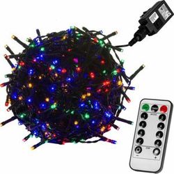 Vianočné LED osvetlenie 5 m - farebná 50 LED + ovládač - zelený kábel