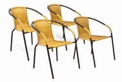 Sada 4 kusov záhradných stoličiek s polyratanovým výpletom – béžová