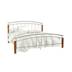 Manželská posteľ MIRELA MIRELA: Manželská posteľ / strieborný kov / prírodné drevo-jelša / 160 x 200 cm