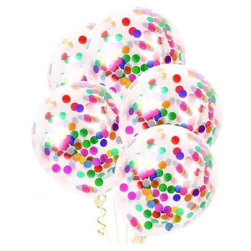 Balóniky latexové transparentné s konfetami Multicolor 30 cm 100 ks