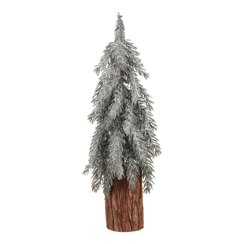 Vianočná dekorácia Smrek na kláte zasnežený, 44 cm