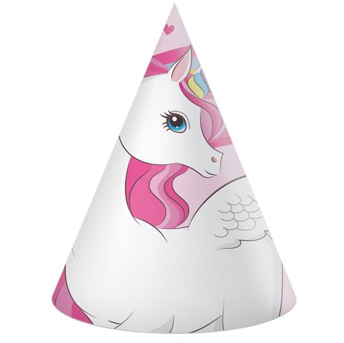 Čiapočky papierové Jednorožec Rainbow Colors 6 ks