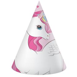 Čiapočky papierové Jednorožec Rainbow Colors 6 ks