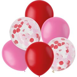 Balóniky latexové Red & Pink 30 cm, 6 ks