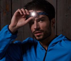 Kompaktná čelová lampa, modrá
