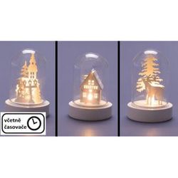 Vianočná svietiaca dekorácia - sklenená kupola, 3 ks