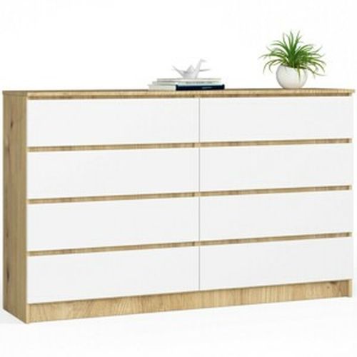 Ak furniture Komoda Kuba 160 cm 8 zásuviek dub artisan/biela