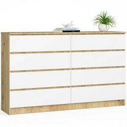 Ak furniture Komoda Kuba 160 cm 8 zásuviek dub artisan/biela