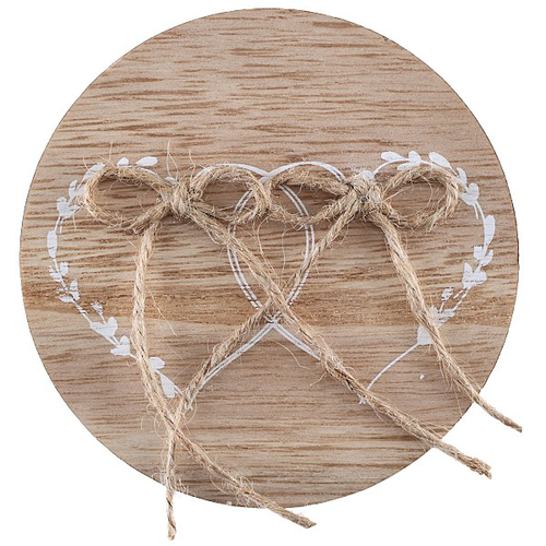Drevený držiak na prstene so srdiečkami 15 cm