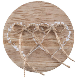 Drevený držiak na prstene so srdiečkami 15 cm