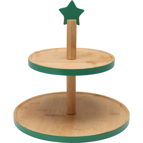 Bambusový etažér na cukroví 2 poschodia, zelená
