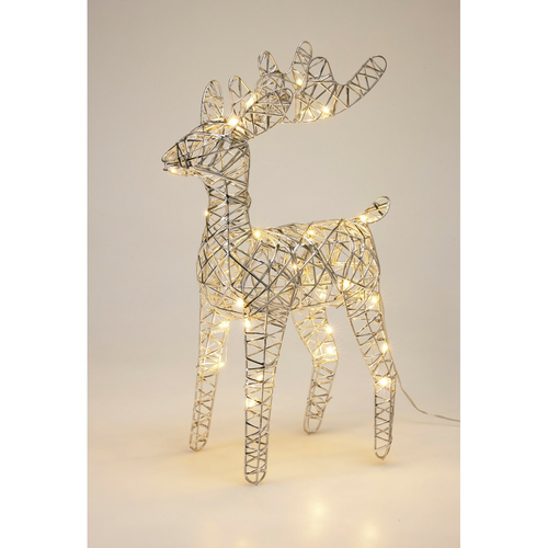 Vianočný svietiaci sob Silver, 37 x 24 cm, 30 micro LED, na batérie