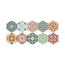 Sada 10 samolepiek na podlahu Ambiance Floor Stickers Hexagons Lorena, 40 × 90 cm