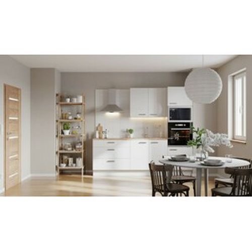 Kuchynská linka Naturel 240 cm lesk biela so spotrebičmi Electrolux EASYBLOK18EL