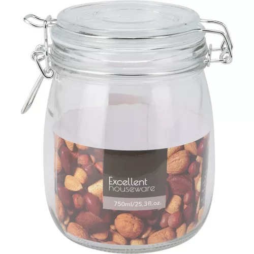 Nádoba na domáce potreby s klipom a skleneným viečkom 750 ml
