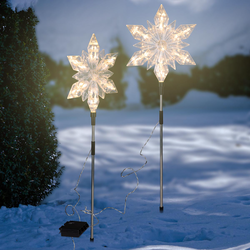 LED Záhradný zápich Snehová vločka, 2 ks