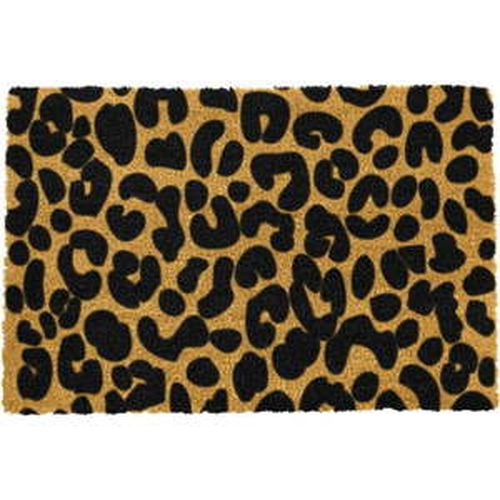 Čierna rohožka z prírodného kokosového vlákna Artsy Doormats Leopard, 40 x 60 cm