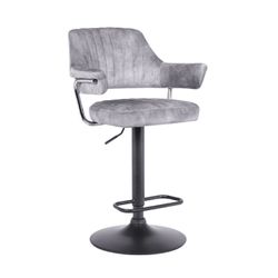 Barová stolička, sivá látka s efektom brúsenej kože, ACANTA