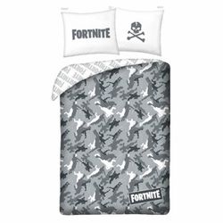 Halantex Detské bavlnené obliečky Fortnite sivá, 140 x 200 cm, 70 x 90 cm