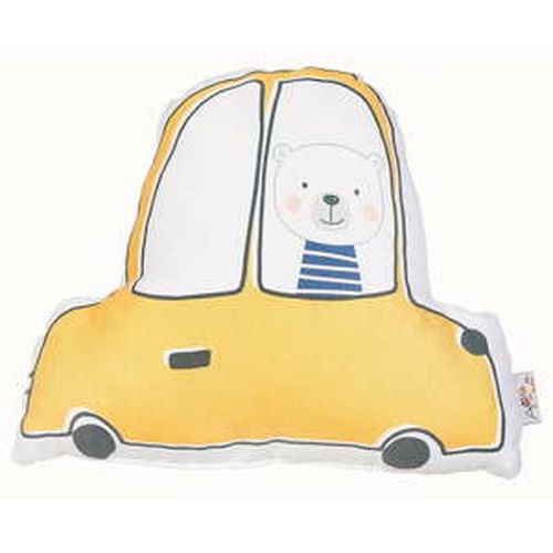 Žltý detský vankúšik s prímesou bavlny Mike & Co. NEW YORK Pillow Toy Car, 25 x 30 cm