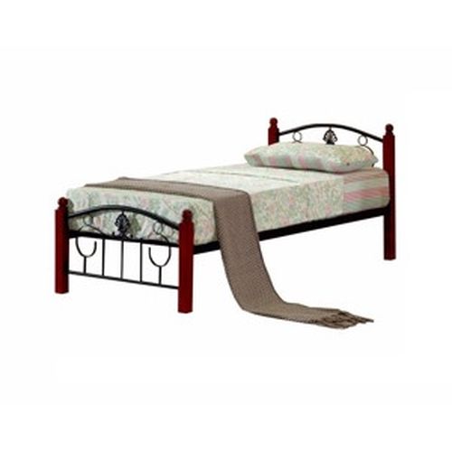 Magenta 90 kovová jednolôžková posteľ s roštom čierna / tmavý dub