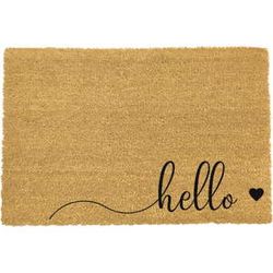 Čierna rohožka z prírodného kokosového vlákna Artsy Doormats Hello Scribble, 40 x 60 cm
