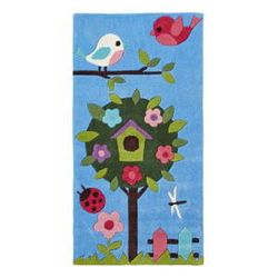 Modrý ručne viazaný koberec Think Rugs Tree Hong Kong, 70 × 140 cm