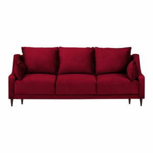 Červená zamatová rozkladacia pohovka s úložným priestorom Mazzini Sofas Freesia, 215 cm